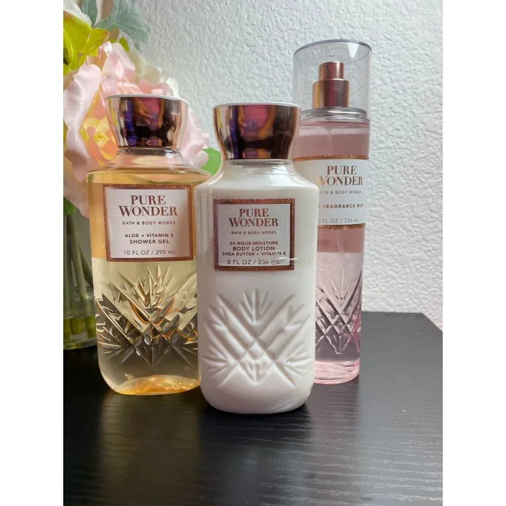 Bath & Body Works Pure Wonder Mist, Shower Gel & Body Lotion Set Of 3pc